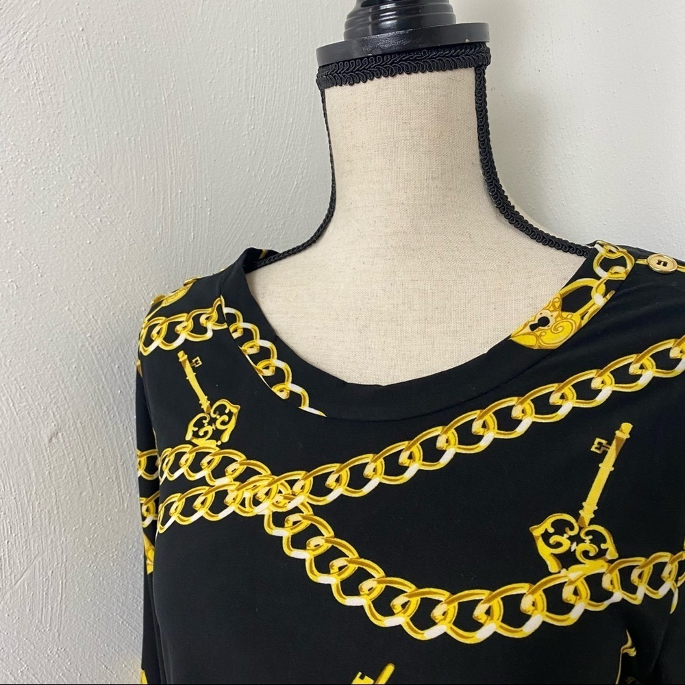 Bae City Chain Print Black and Gold Women Top/Blouse. - Picture 3 of 12